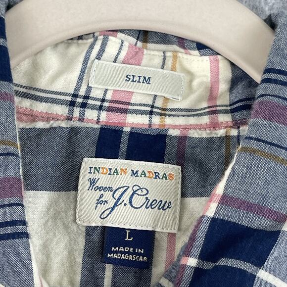 J Crew Shirt Mens Large Indian Madras Plaid Slim Fit Button Down Preppy - Picture 7 of 12